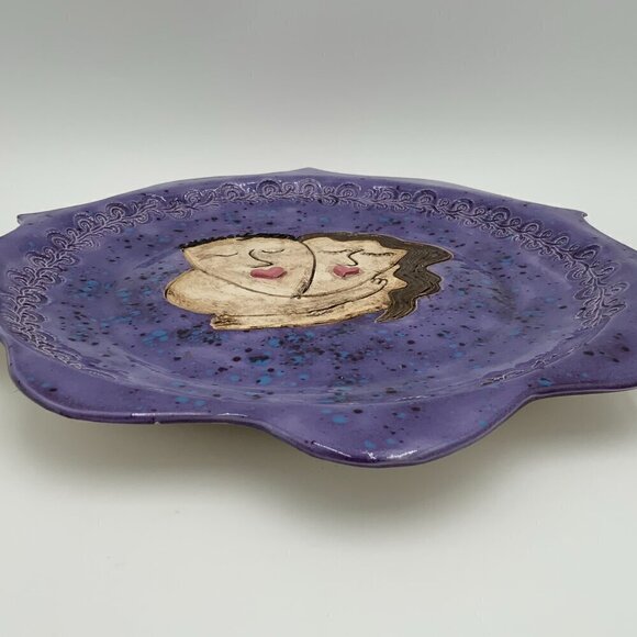 Signed & Dated 2 Have & 2 Hold Handmade Couples Wedding Art Pottery Platter - Picture 4 of 9